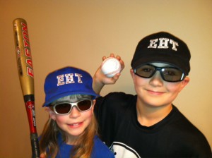 Photo of children wearing sports safety glasses.